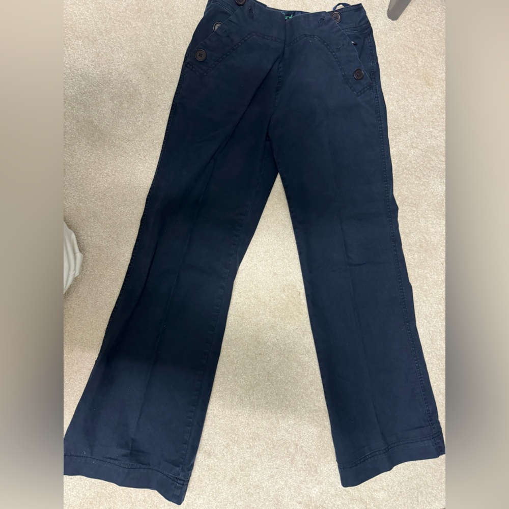 Navy blue button waist Boden trousers